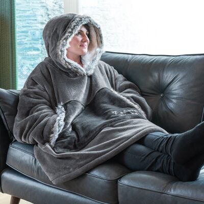 Couverture à capuche surdimensionnée Snug Rug Eskimo - Gris ardoise pour adultes