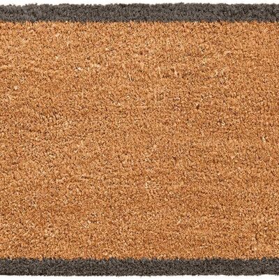 Felpudo con borde gris y borde de color carbón. Felpudos únicos de fibra de coco natural.