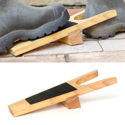 Wooden Boot Jack Wellington Wellies Removalk Tool Puller Metal Mud Scraper