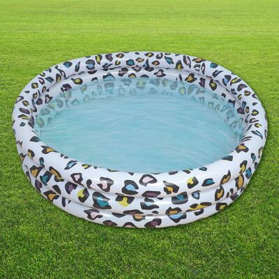 Pataugeoire gonflable pour enfants, motif léopard, circulaire, 110 cm de largeur, 27 cm de hauteur, à partir de 2 ans