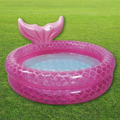 Pink Kids Inflatable Mermaid Paddling Pool for Children Toddlers 140cm Diameter Ages 2+