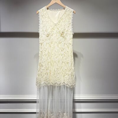 Robe longue en dentelle superposée Andrea - 81053
