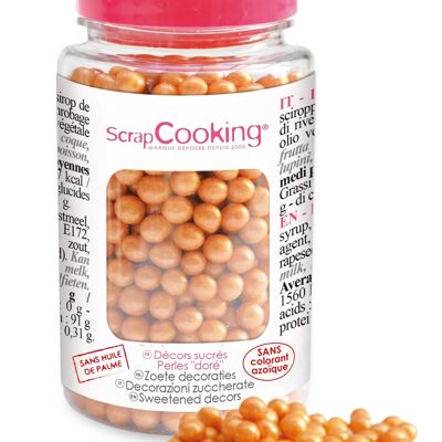 Jar of sweet decorations with golden pearls 55g