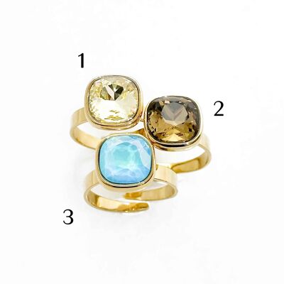 Bague cristal en verre teinté