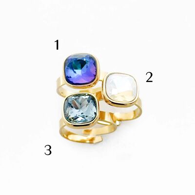 Bague cristal en verre teinté