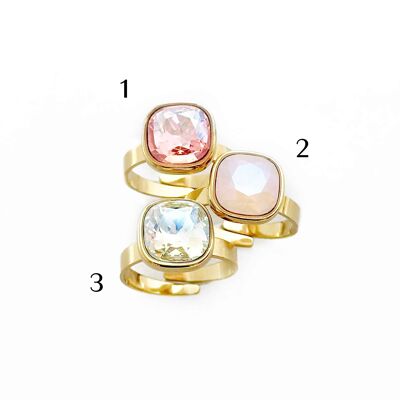 Tinted glass crystal ring