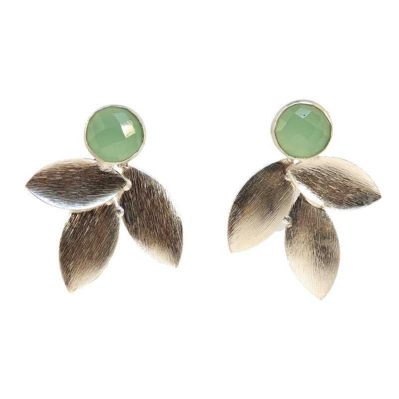 Wassergrüne silberne Leinenohrringe