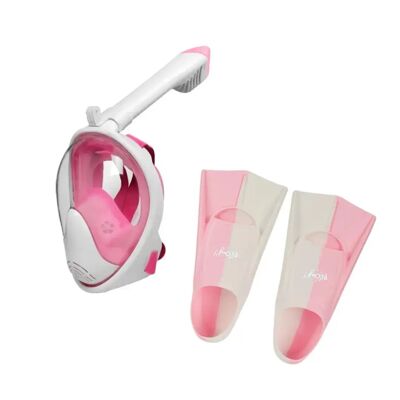 Kit subacqueo per bambini ROSA: maschera integrale e pinne per bambini