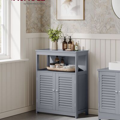 Bathroom cabinet with open compartment and 2 doors