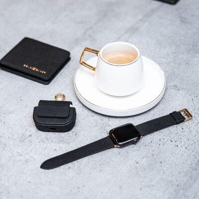 Bracelet Apple Watch nappa noir (adaptateur or) 38/40/41mm
