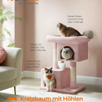 Arbre à chat pour grands chats jusqu'à 7 kg rose pastel