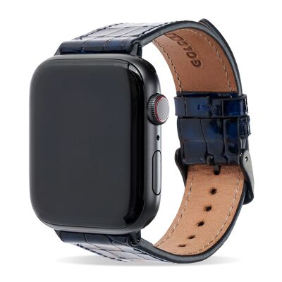 Bracelet Apple Watch Milano bleu (adaptateur noir) 38/40/41mm