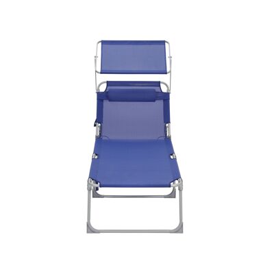 Chaise longue de jardin avec housse bleu foncé