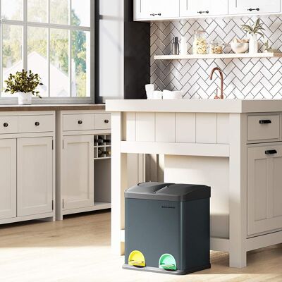 Poubelle 30 litres gris fumé noir