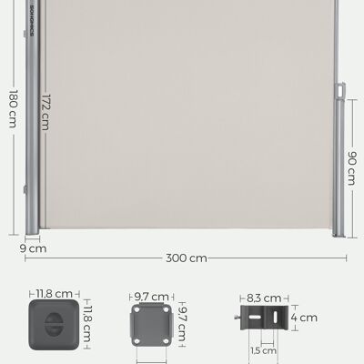 Toldo lateral 180 x 300 cm beige