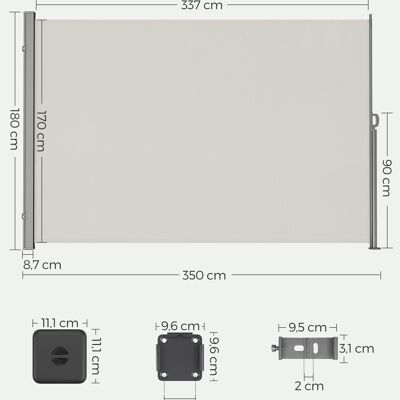 Toldo lateral 180 x 350 cm topo