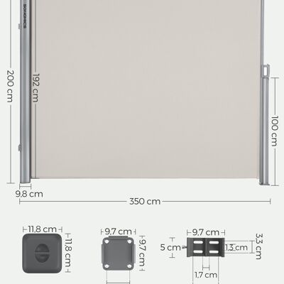 Toldo lateral 200 x 350 cm beige