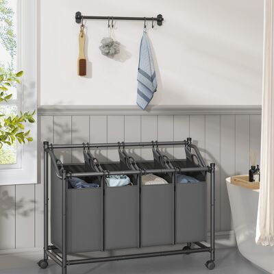 Panier à linge à roulettes 4 x 45 L gris ardoise