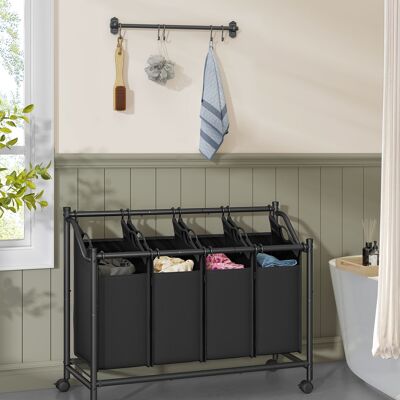 Panier à linge à roulettes 4 x 45 L noir encre