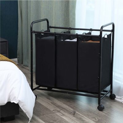 Panier à linge 3 x 44 L Noir