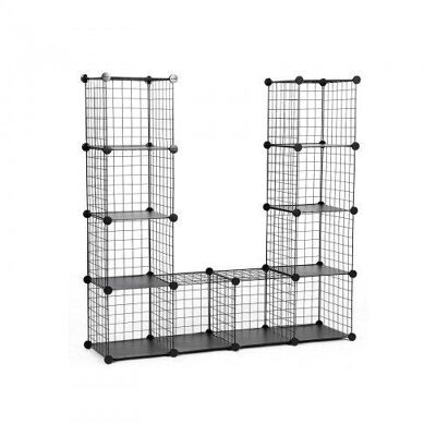 Sistema di scaffalature senza bulloni con 12 cubi a griglia