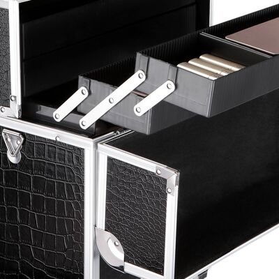 Astuccio per cosmetici con motivo coccodrillo nero
