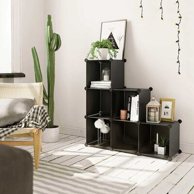 Étagère sans boulons 6 cubes noire