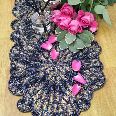 Iridescent Handmade Hand Beaded Table Runner - Case of 6