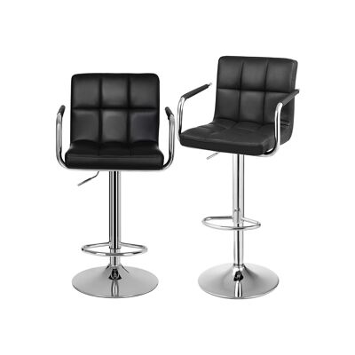 Bar stools with armrests 2 pieces Black