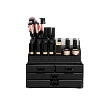 Organisateur de maquillage noir transparent
