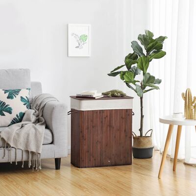 Panier à linge en bambou 100 L marron 1 compartiment