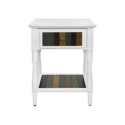 Mesa auxiliar estilo colonial rayas blancas