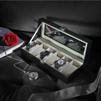 Watch box with glass lid black