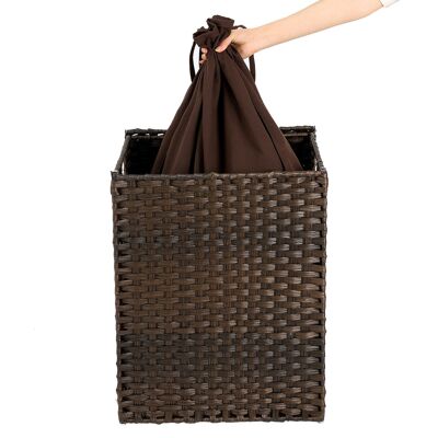 Cesto portabiancheria in polyrattan 90 L marrone