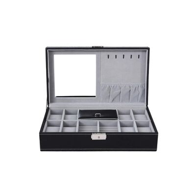Watch box for 8 watches with mirror