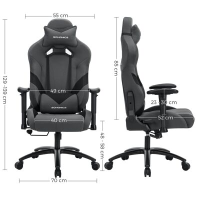 Gaming chair with lumbar cushion grey