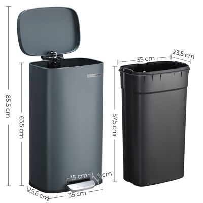 Poubelle 30 L gris fumé