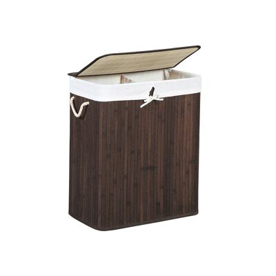 Cesto para la ropa sucia 100 L bambú marrón