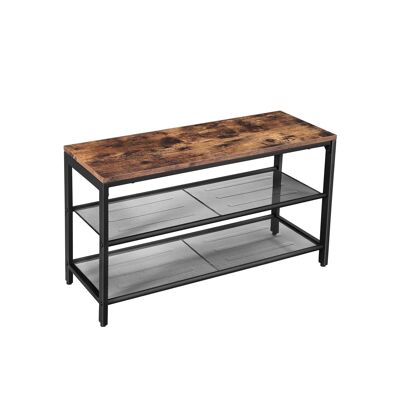 Banc à chaussures avec 2 étagères en filet de style industriel