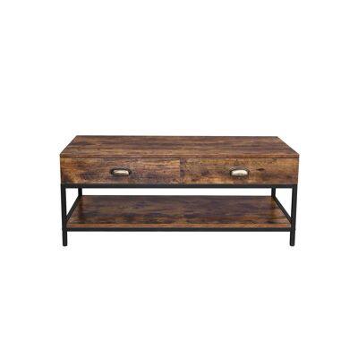 Table basse avec 2 tiroirs, look industriel