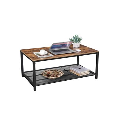 Table basse à étagères grillagées de style industriel