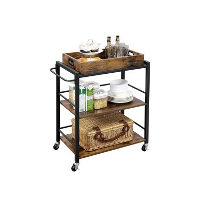 Carrello da cucina con vassoio marrone vintage