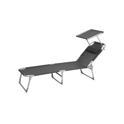 Chaise longue de jardin avec appui-tête et toit coulissant