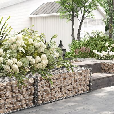 Paniers en gabion avec mailles de 5 x 10 cm, lot de 4, argent