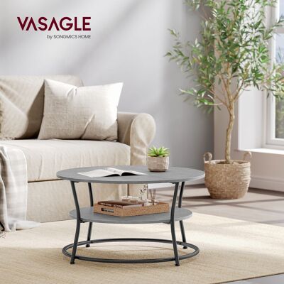 Table basse ronde avec étagère au design industriel