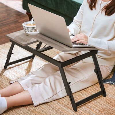Table de petit-déjeuner avec pieds pliants, réglable en hauteur, grise