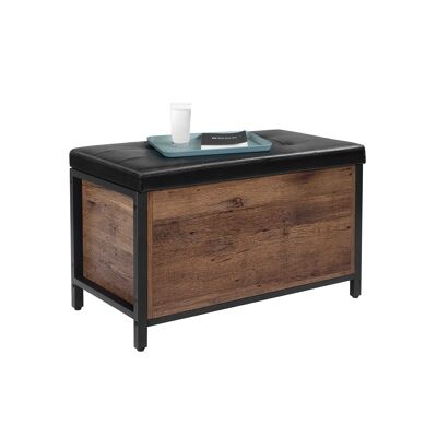 Bench with seat in imitation leather hazelnut brown-black