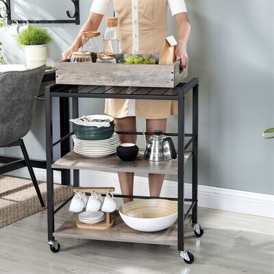 Carrello da cucina 65 x 40 x 86 cm grigio-nero