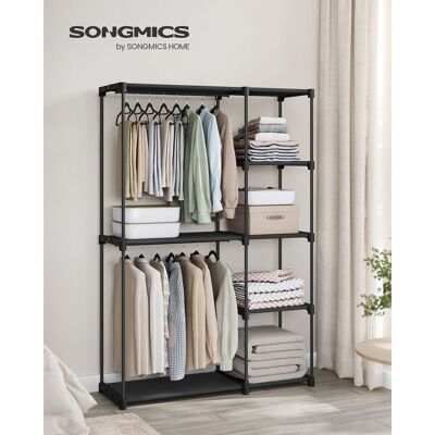 Armario abierto con barras para ropa 43 x 124 x 182 cm negro