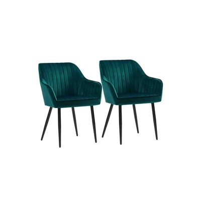 Set of 2 dining room chairs and armchairs in petrol color